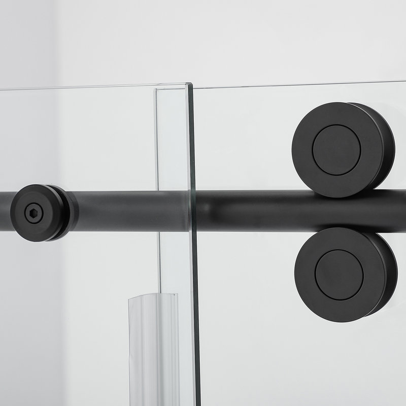 60" x 58" Matte Black Frameless Sliding Tub Door