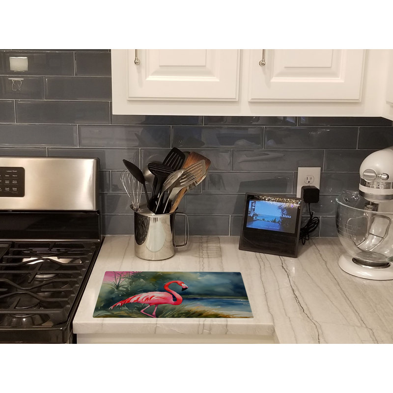 Flamingo Glass Cutting Board Large