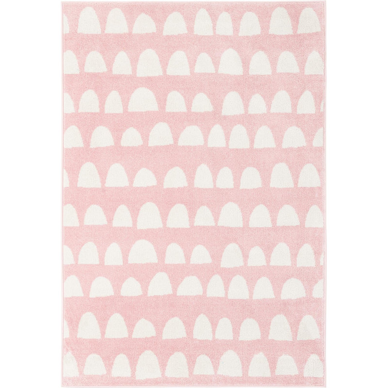  Tapis pour enfant Hillow Whimsy, Rose/Blanc, Rectangle 4 pi 1 po x 6 pi 1 po