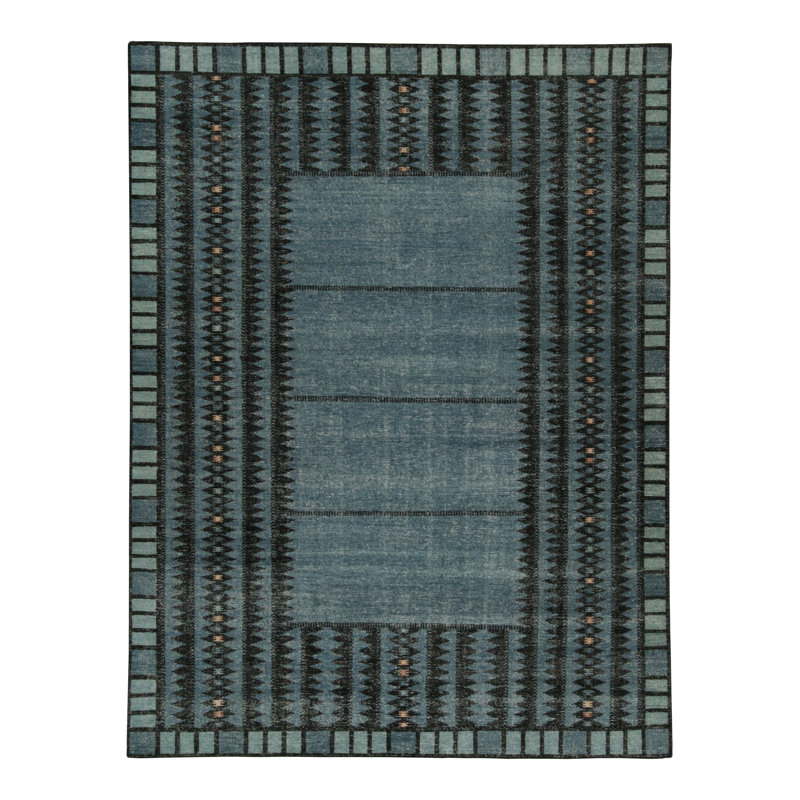 Distressed Homage Hand Knotted Wool Geometric Area Rug, Rectangle 8' x 10'
