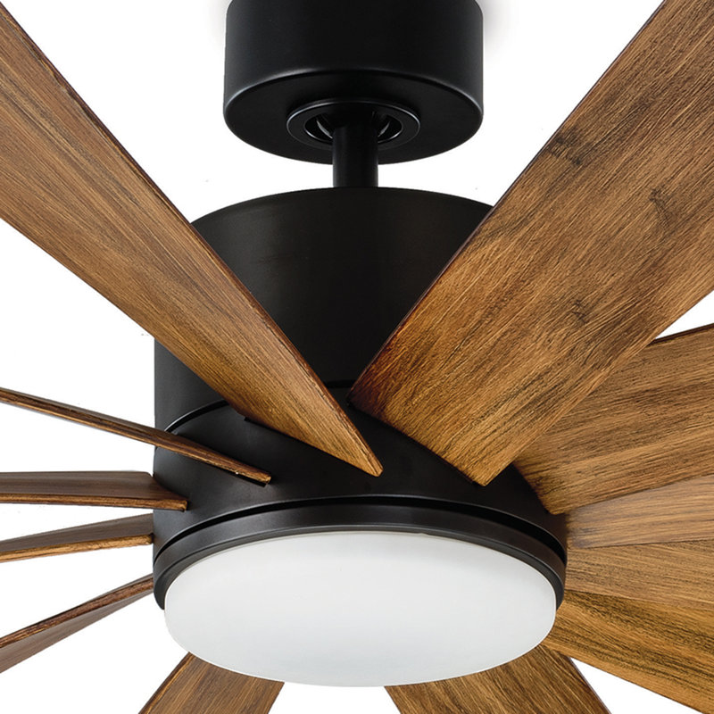 Windflower 12 - Blade LED Windmill Ceiling Fan with Wall Control and Light Kit Included, 80"
