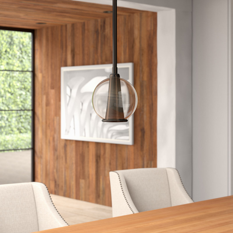 Caviar 1 - Light Single Globe Pendant, Polished Nickel/Clear, 23" H x 14" W x 14" D