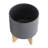 8/10" Planter W/ Wood Stand, Matte Gray-1307657784