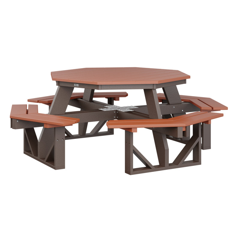 Table de pique-nique Ada, Mango Orange Top/Chocolate Brown Base