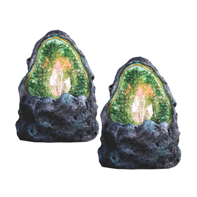 «2-PC Set» ICE ARMOUR 5 po H Faux Cristal Vert Figurine Grotte Géode Avec Figurine Figurine Ornement Décor Maison / Pièce et Idées Cadeaux Parfaits