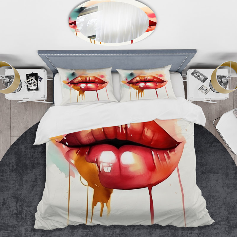 Ensemble de housse de couette Red Lips Of Luxury I BeddingMicrofiber / Polyester