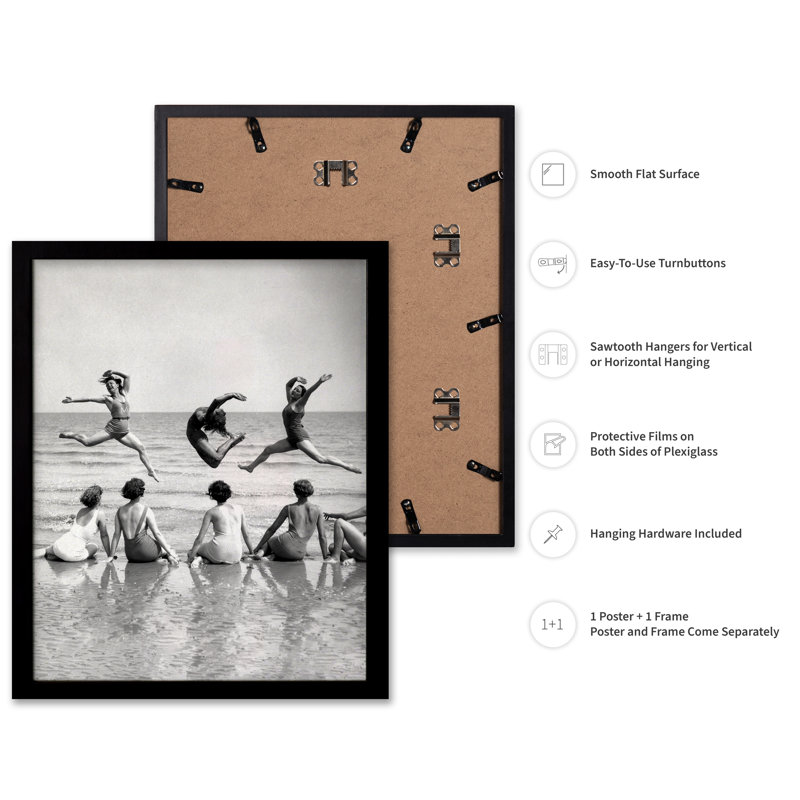 Femmes qui dansent sur la plage, Black Framed, Poster, 08"H x 10"W