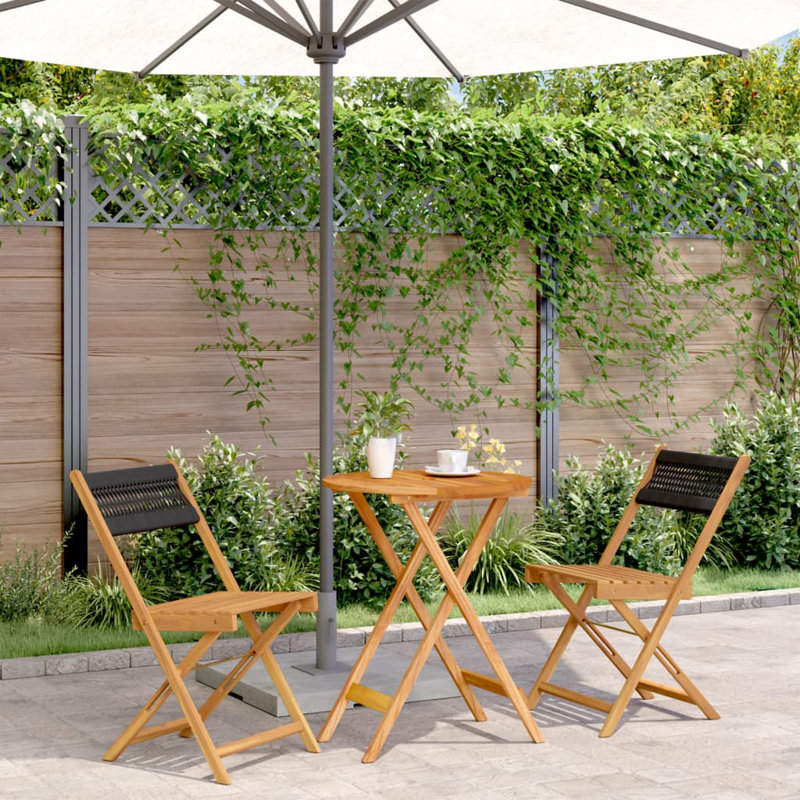 Bradenville 2 - Person Wood Patio Dining Set with, Black