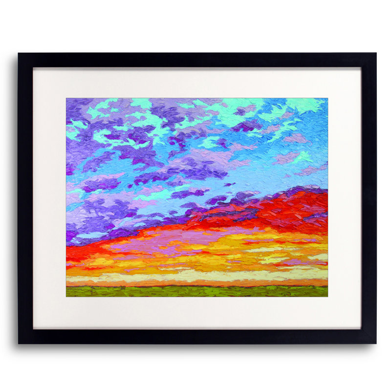 «Dancing Clouds» par Jeff Ferst - Peinture, H 17,25 po x l 21,25 po, Papier avec cadre noir