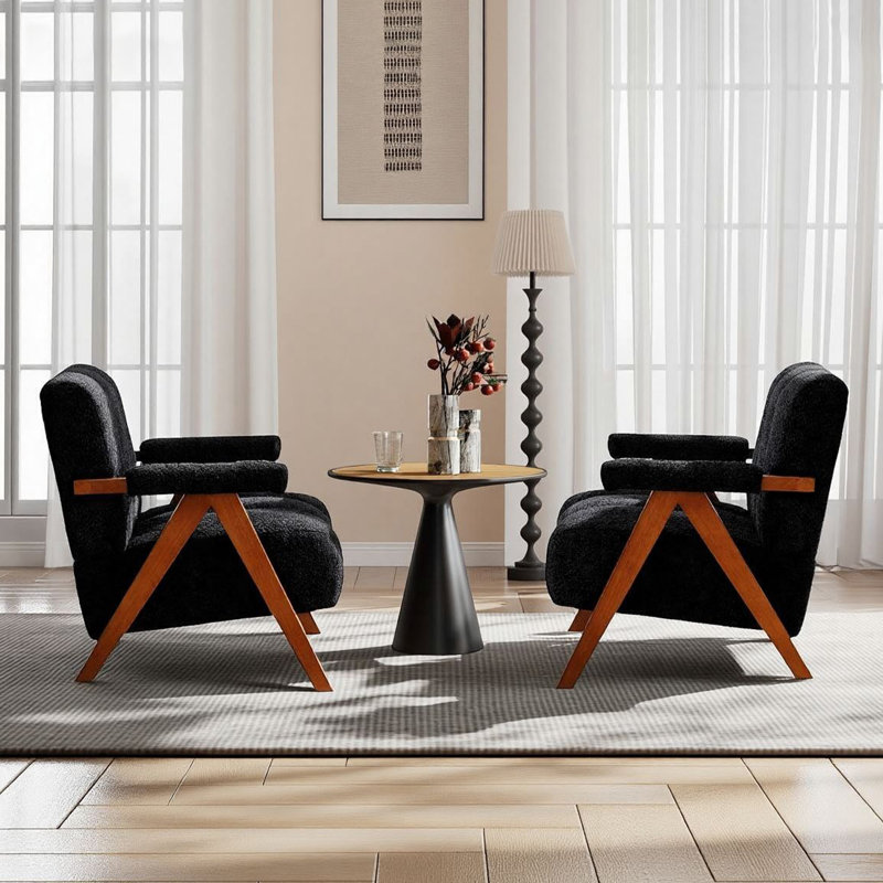 Ensemble de 2 chaises d'appoint Mid-Century Modern, Black