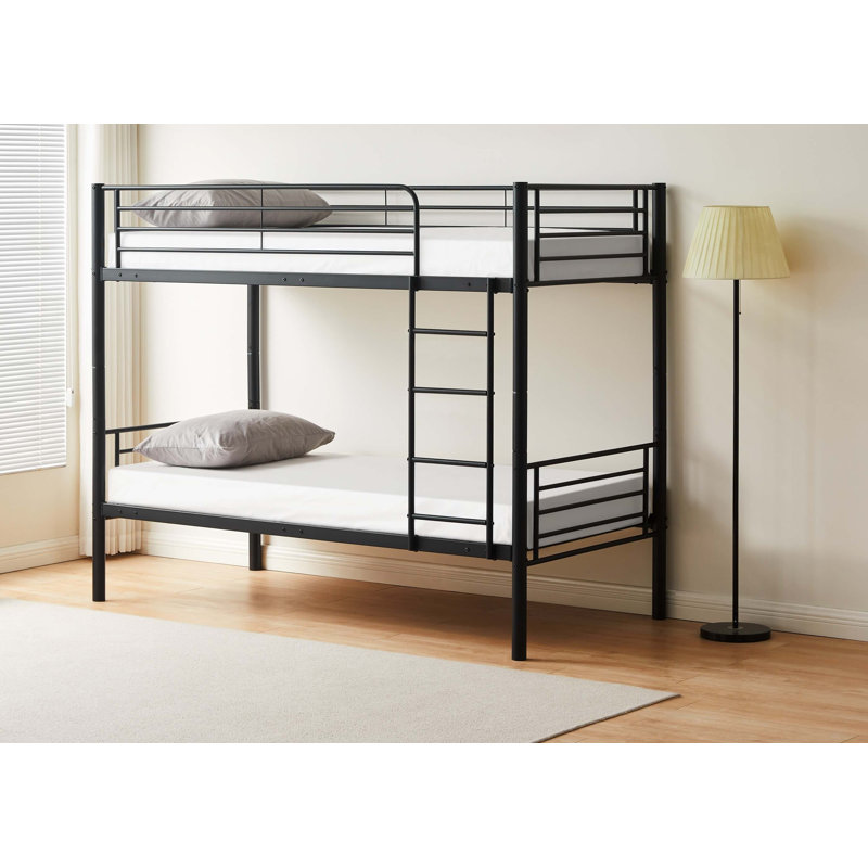 Hysell Bunk Bed with Built-in Ladder Included, Grey, Single (3')