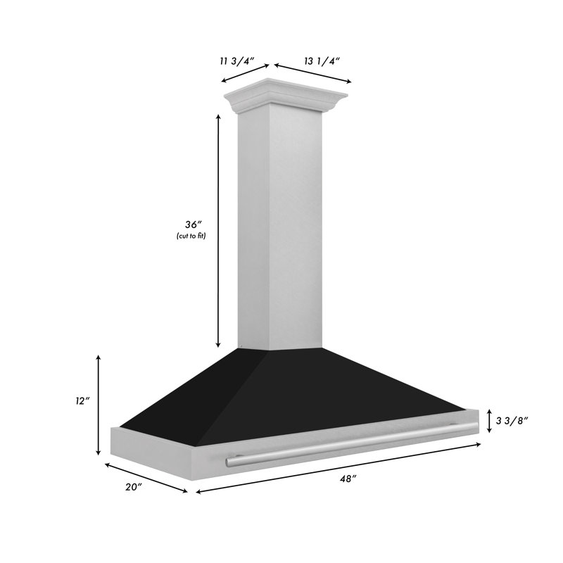 ZLINE Autograph Edition 48 in. Convertible Satin Steel Wall Hood, Black Matte
