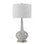 Lampe de table Gourd avec abat-jour blanc et base en faux marbre