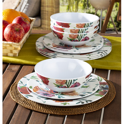 12pc Blossom Melamine Dinner Set