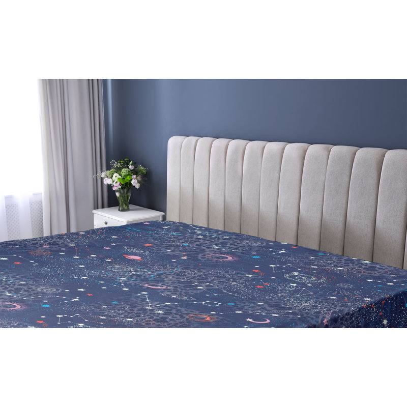 Microfiber Fitted Sheet, King Fitted Sheet, Multicolor Outer Space