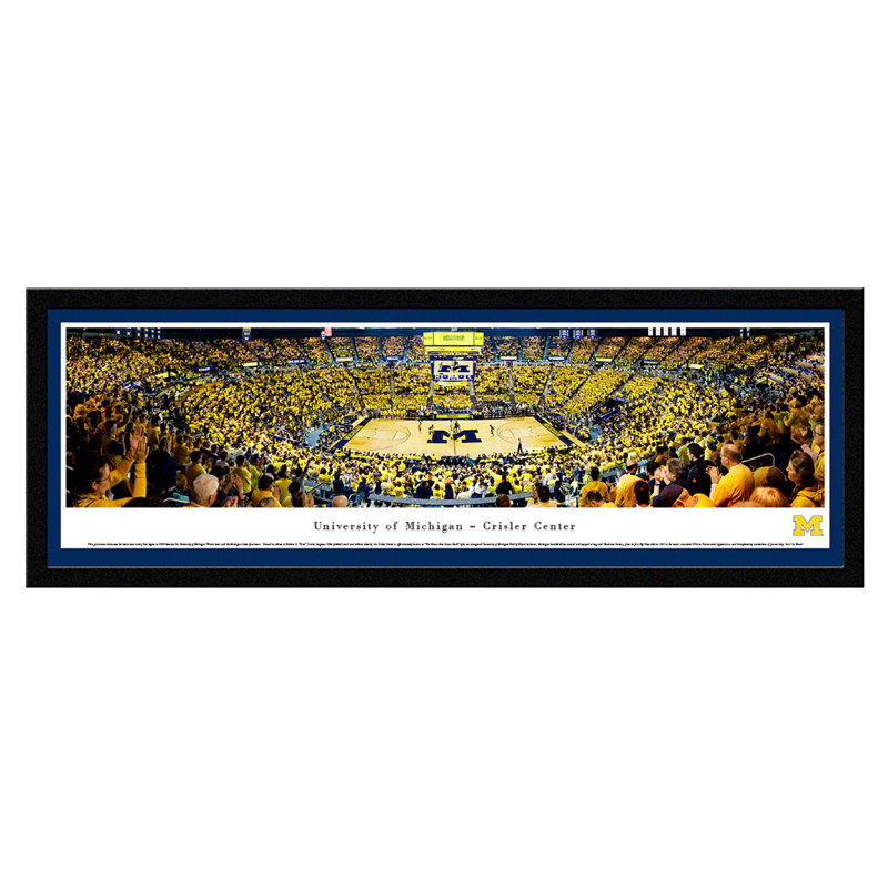 NCAA Michigan Basketball Panoramic Print, Black Floater Framed, 15.5" H x 42" W x 0.88" D