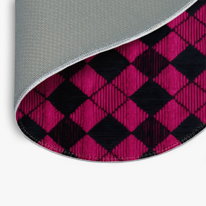 Tapis intérieur / extérieur mauve à carreaux, Rond 5 pi