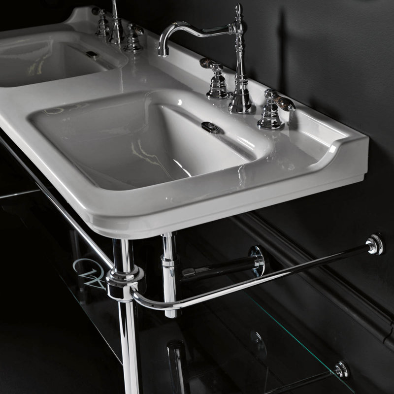 Waldorf 59.1'' L Bathroom Sink, Three Faucet Holes