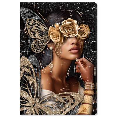 Toile dorée «Golden Butterfly Goddess» par Art Remedy