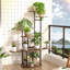 Support à plantes à 8 niveaux pour plantes d'intérieur, organisateur de tablette d'angle avec finition brun rustique pour le salon, le balcon et le patio