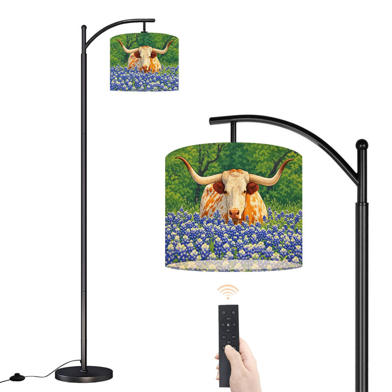 Lampe sur pied à arc avec abat-jour réglable longhorn Bluebonnets Lampe sur pied texas Bluebonnet
