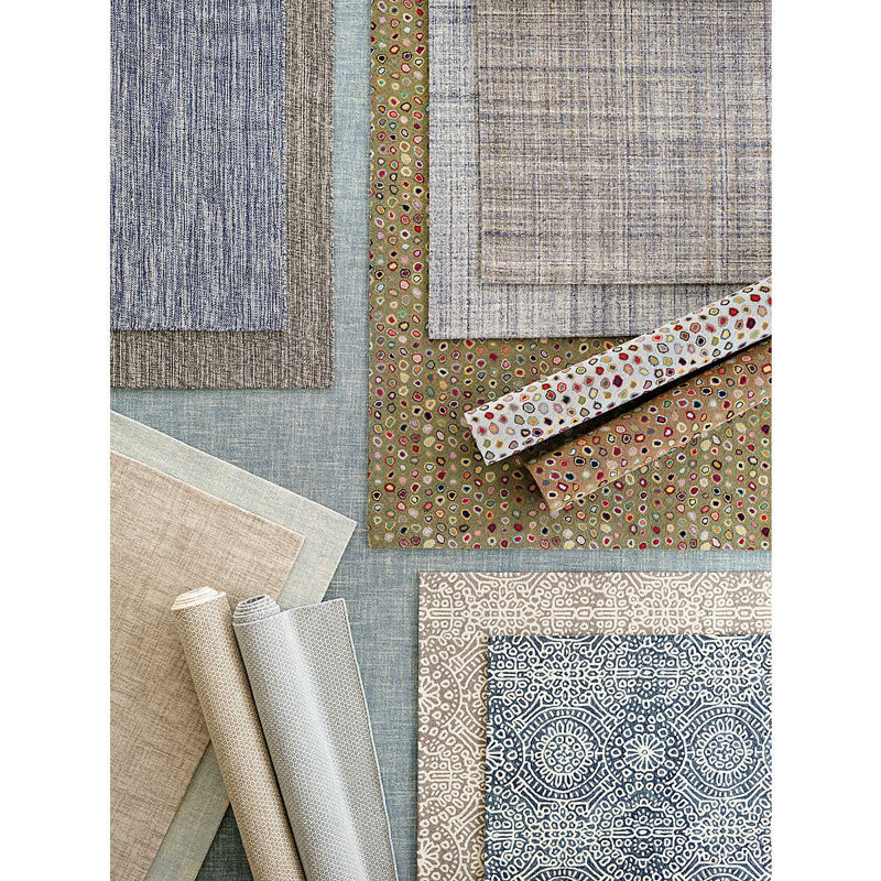 Crosshatch Sky Hand Micro Hooked Wool Rug, Rectangle 6' x 9'