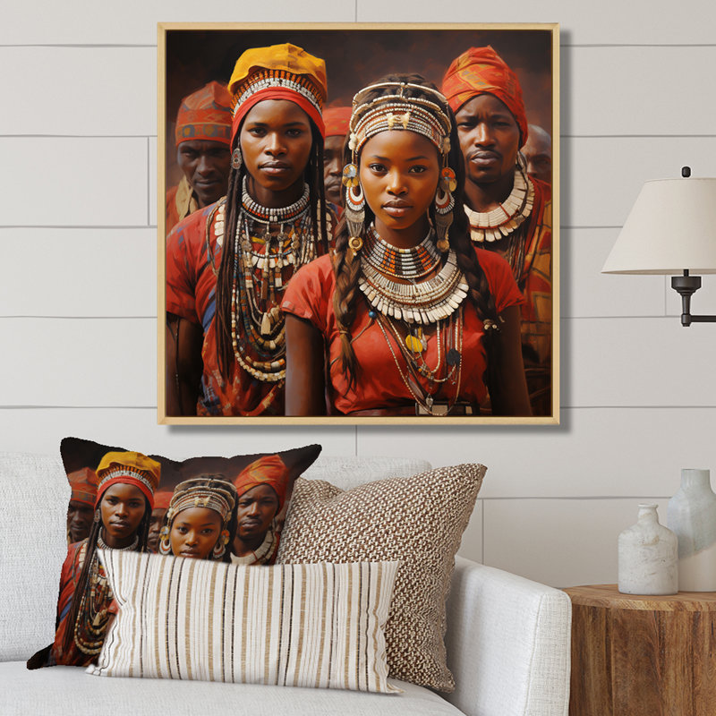 Art mural africain, «Vibrance IV» - Balenciaga, Cadre flottant brun, H 16 po x l 16 po x P 1 po