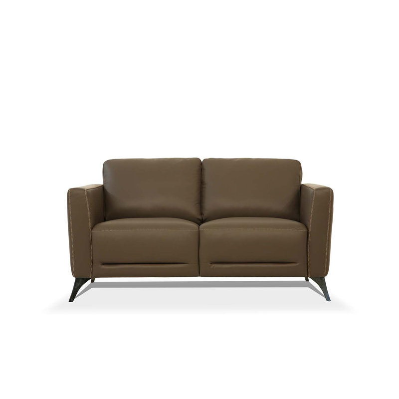 Causeuse en cuir 59 po Milina, Taupe