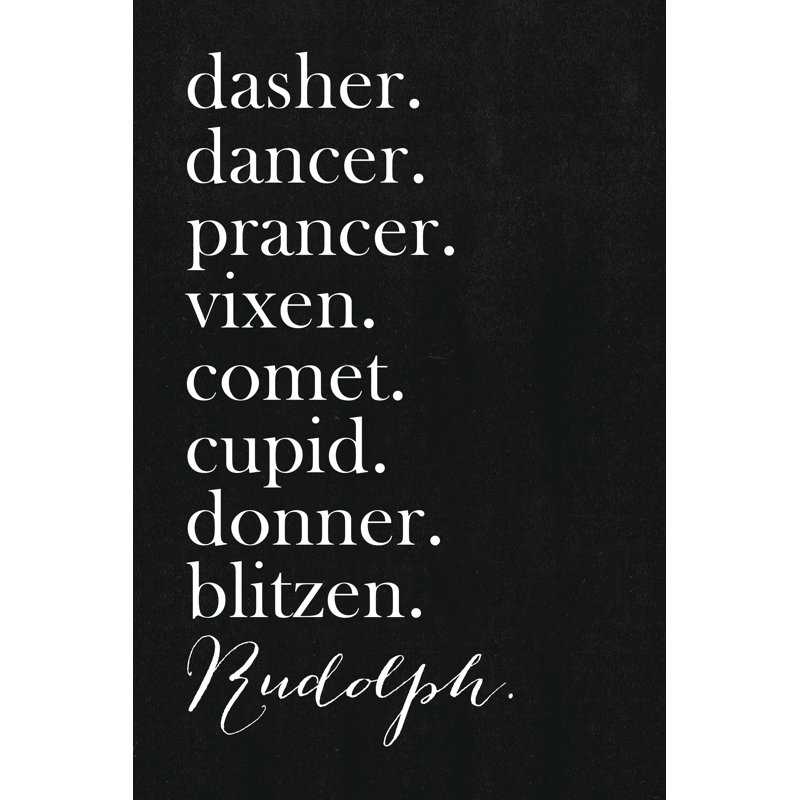 Reindeer Names 2 - Wrapped Canvas Print, 46cm H x 30cm W x 3.8cm D