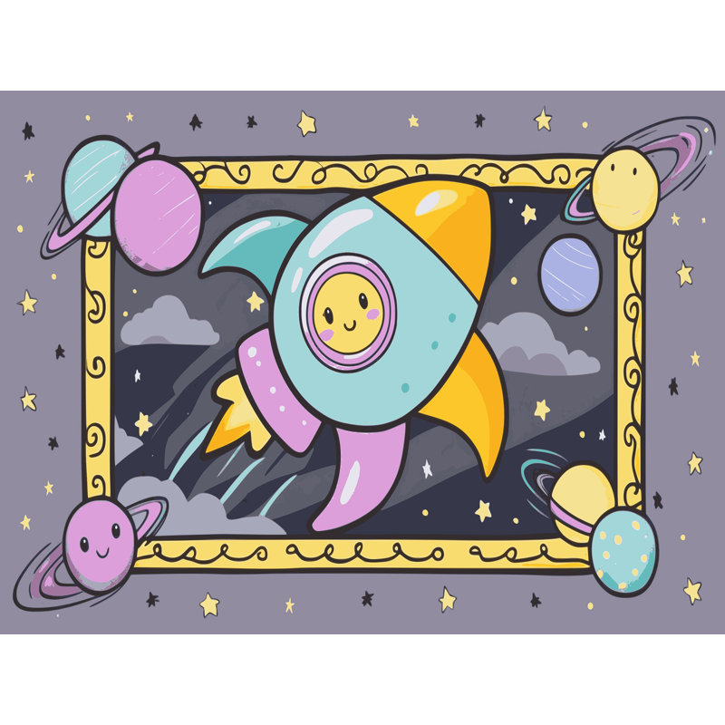 Tapis pour enfant Annias Space Planets Astronauts, Rectangulaire 2 pi x 3 pi