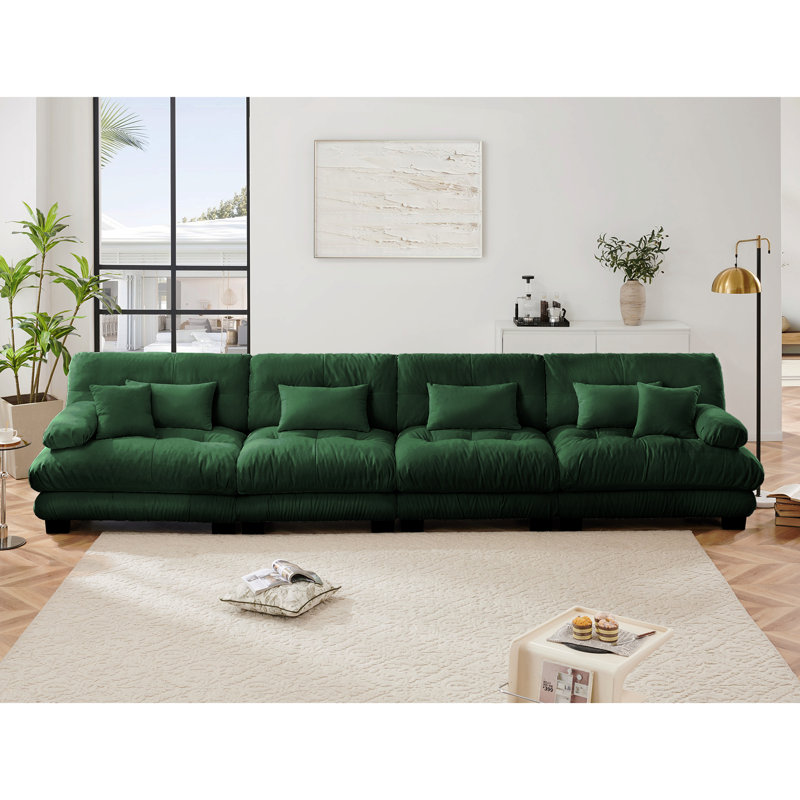 4-Seater Sectional Sofa Modular Deep Seat Sofa Couch , Chenille Sofa Comfy Upholstered Sofa For Living Room, Apartment, Studio, Office,Chenille
