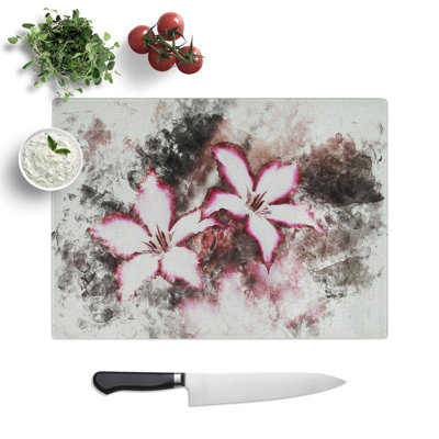 Lily Flowers Watercolour Chopping Board
