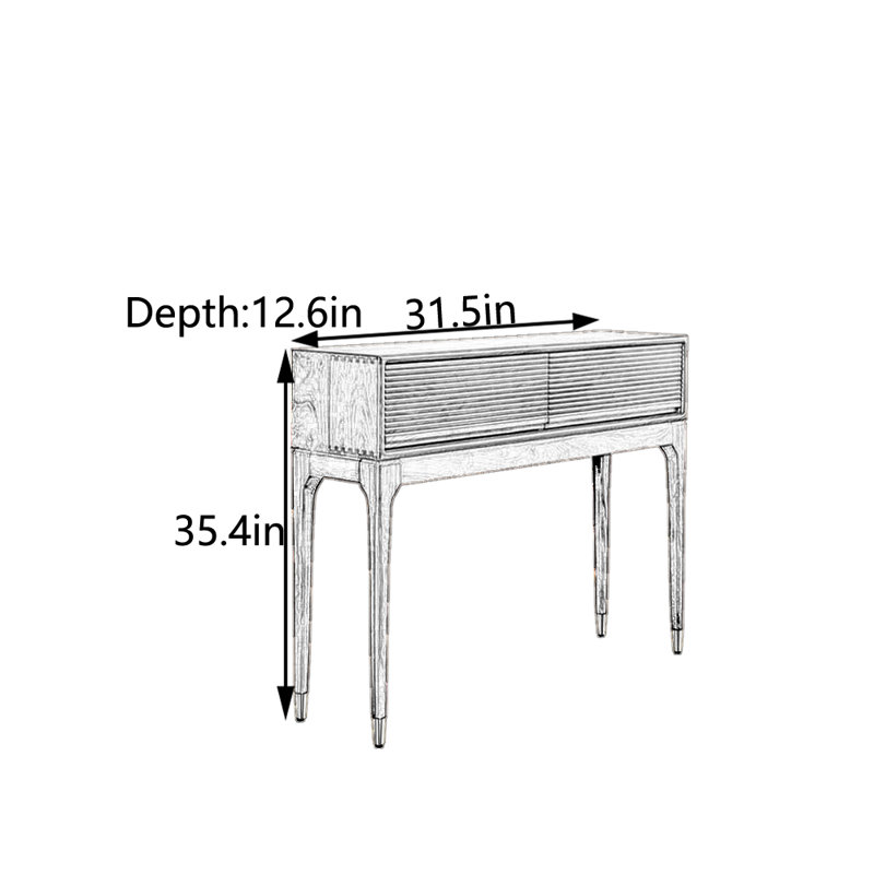 Console en noyer noir, H 35,4 po x l 31,5 po x P 12,6 po
