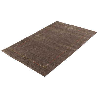 Tapis oriental gris foncé en laine noué à la main Frantzy
