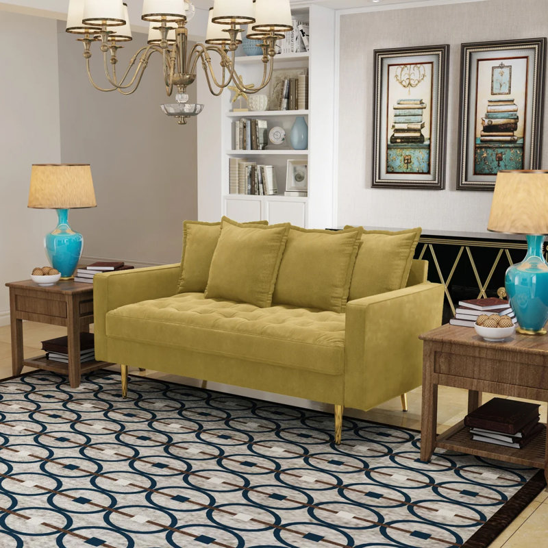 Madalinn 58'' Velvet Loveseat, Goldenrod Velvet