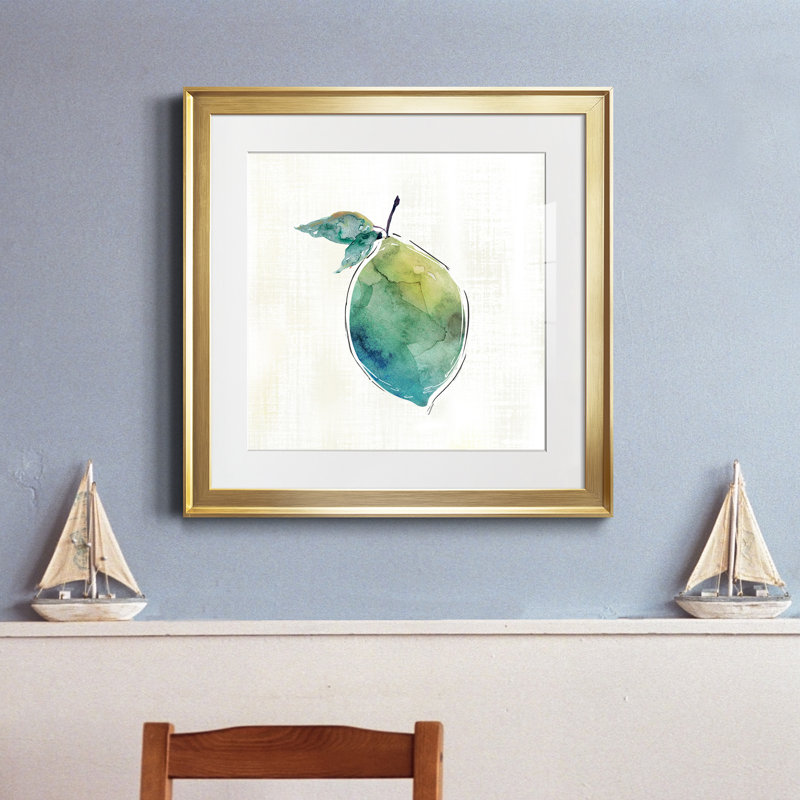 Happy Lime - peinture encadrée, Cadre doré, H 17,5 po x l 17,5 po x P 1,5 po