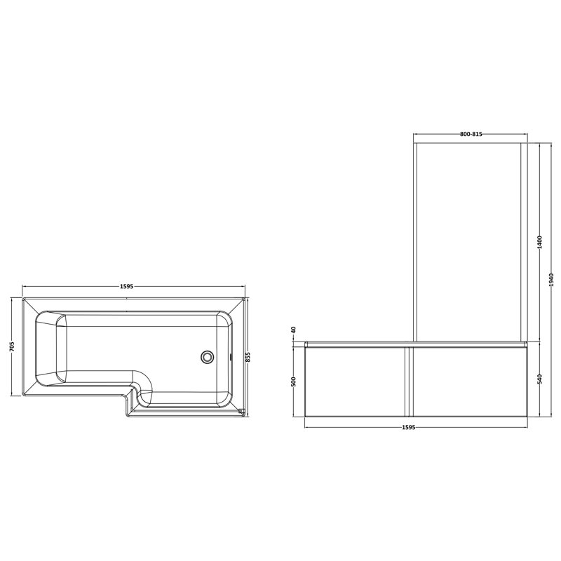 1600mm x 850mm Soaking Acrylic Bathtub