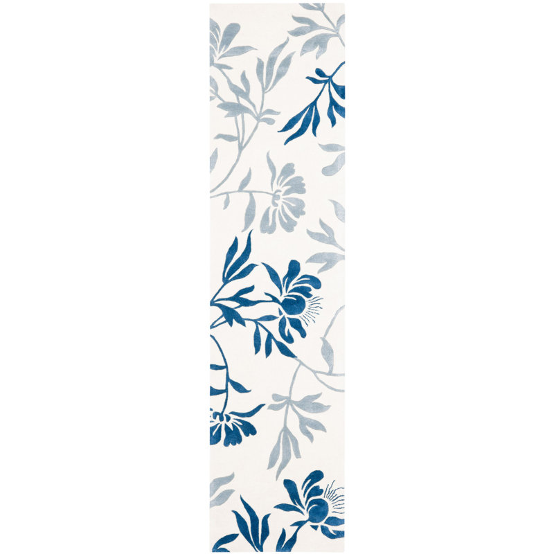 Cerda Hand Tufted Wool Floral Rug, Runner 2'3" x 9'