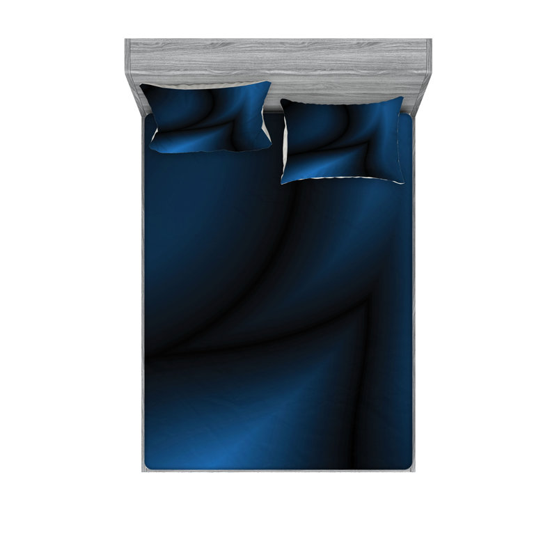 Drap-housse et coussin décoratif bleu marine Ambesonne, Ensemble de draps pour grand lit + 5 pièces suppl