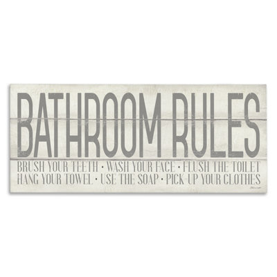 Bathroom Rules by Stephanie Workman Marrott - Textual Art Print