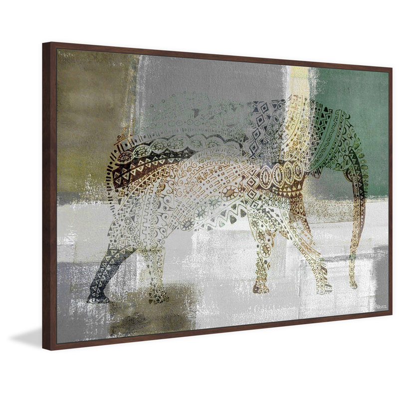 «Jeweled Elephant» par Parvez Taj, reproduction sur toile, 16 po x 24 po, Cadre flottant brun