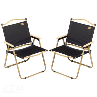 Ensemble de 2 chaises de camping pliantes Outsunny, chaises de plage légères et portables, parfaites pour les fêtes, la pêche, le pique-nique et la randonnée, noir