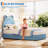 Twin Size Bed Frame with 4 Storage Drawers & LED Lights, Velvet Platform Bed with Rainbow Headboard-797836821