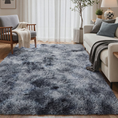 Fluffy Faux Cashmere Ombre Area Rug