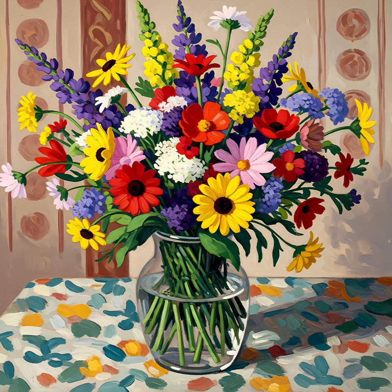 Fleurs sauvages dans un vase Gass, H 24 po x l 24 po