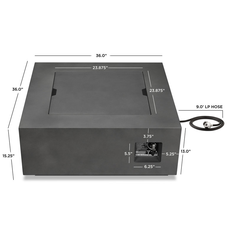 Weathered Slate 40" Square Gas Fire Pit Table