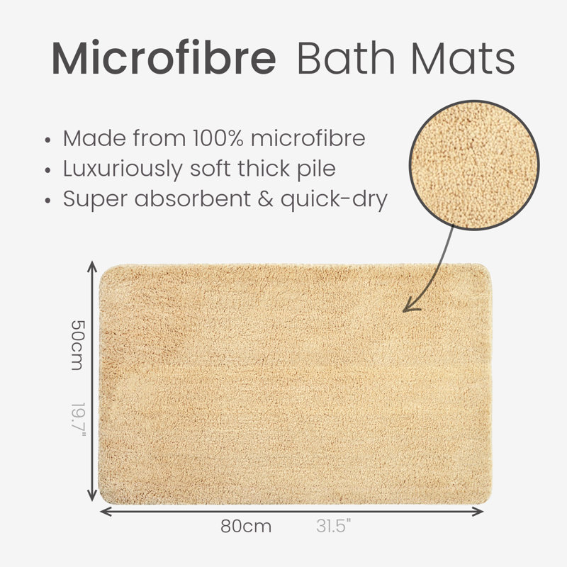 Jordan Microfibre Non Slip Bath Mat, Beige/Stone