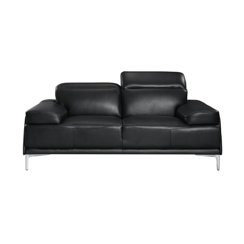 Mcglynn Upholstered 86'' Sofa, Black Faux Leather, 29.5" H x 86" W x 38.5" D