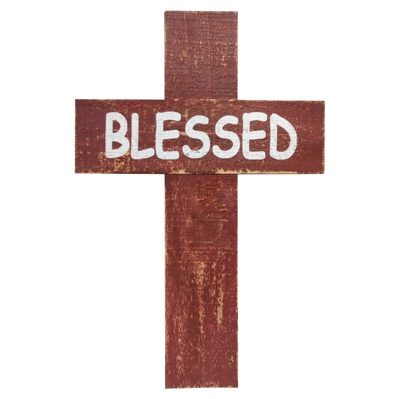 Blessed Distressed Wood Hanging Wall Cross