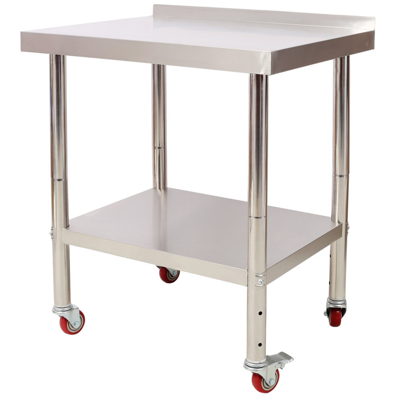 Table de préparation en acier inoxydable - 30 po x 24 po x 35,5 po, capacité de charge de 440 lb (dessus 330 lb / tablette inférieure 110 lb)